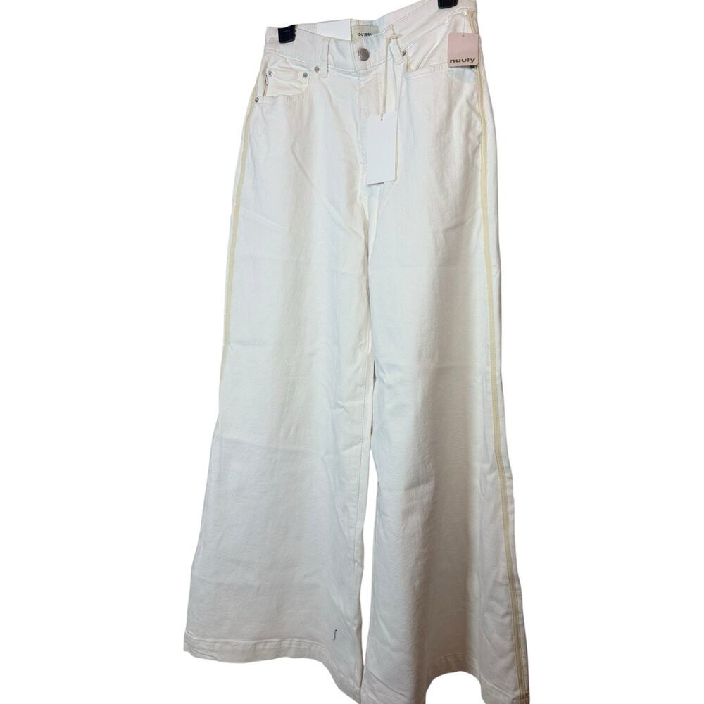 DL1961 Ultra Wide Leg Ultra High Rise White Denim Jeans Women 5-Pocket Cotton